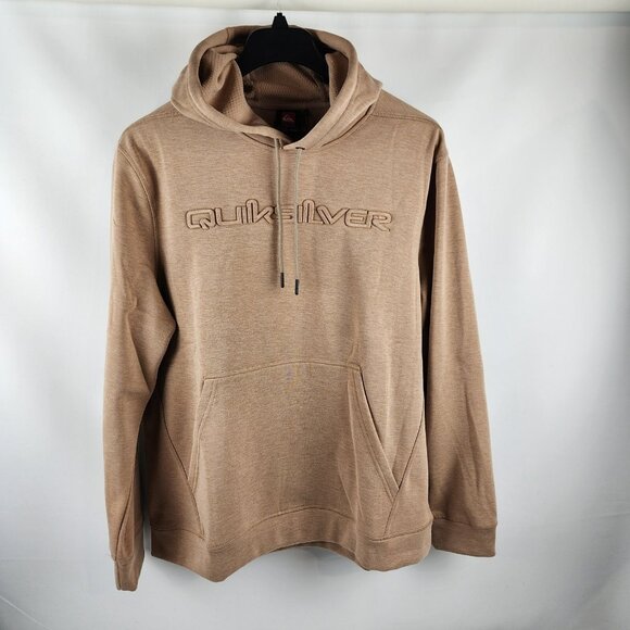 Quiksilver Hoodie Mens XL Tan Emboss Gridliner Sweatshirt NWT - Picture 1 of 9